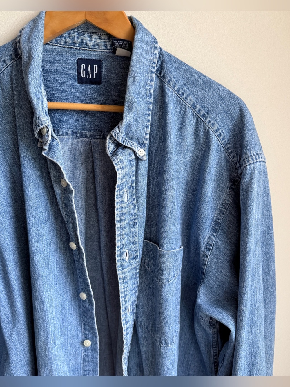 VTG GAP Denim Button Down Shirt Mens XL Y2K 90s Preppy